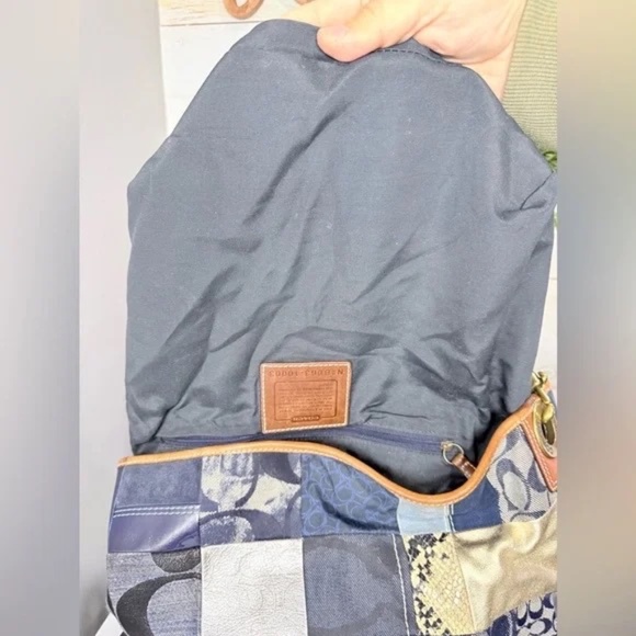 Coach Denim Patchwork Shoulder Bag 10003 Holiday 2006 Ltd Edition Leather Trim - Picture 13 of 16